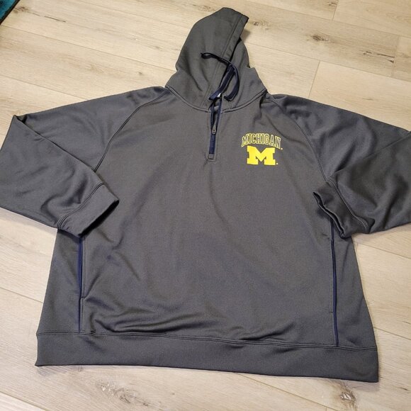 Gray University of Michigan Wolverines Proedge Hooded Sweatshirt Sz XL - Picture 1 of 5